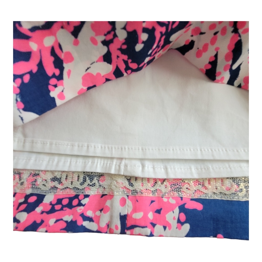 Lilly Pulitzer Fiesta Stretch Dress Nauti Navy Beyond the Sea Pink Coral Size 2 - Picture 5 of 17